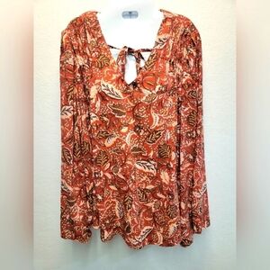 JESSICA SIMPSON MOTHER NATURE Size Large Long Bell Sleeves, vneck with tie